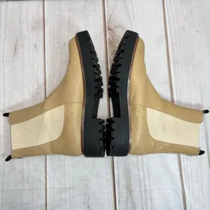 Sam Edelman Combat Boots Laguna Chelsea Waterproof Tan Leather Chunky Heel thumbnail 8