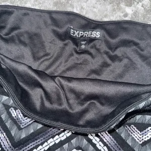 Express Black and Silver Geometric Patterned Skirt thumbnail 2