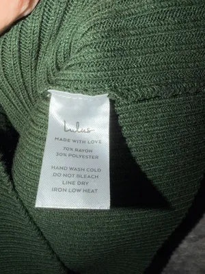 Lulus Dark Green Ribbed Knit Long Sleeve Open Back Bodycon Mini Sweater Dress thumbnail 8