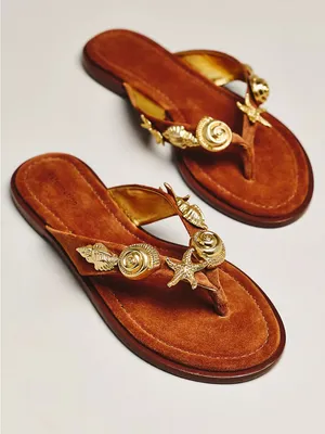 Reformation Jessie Flip-Flop Sandals Flip Flops in Rum Suede NWOB thumbnail 1
