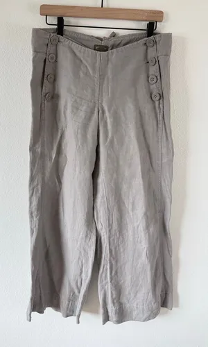 Fei Anthropologie Y2K Style Wide Leg Linen Trouser Gray Low Rise Womens 4T thumbnail 1