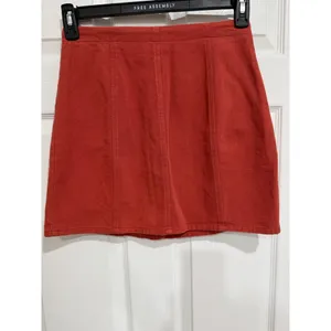 Fall Burnt Orange Cotton Denim Button Front Mini‎ Skirt Small WS30002 thumbnail 3