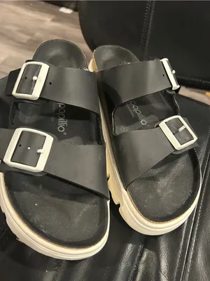 Papillio black sandals with cream platform sole Size 10 thumbnail 2