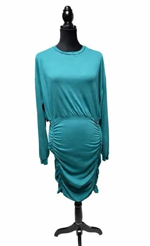 Shein Teal Ruched Maternity Dress XL Long Sleeve Stretch Bodycon Midi Women's thumbnail 1