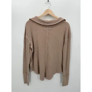 Free People We The Free Anakin Thermal Top Women Sz M Brown Tan Collar Casual‎ thumbnail 3