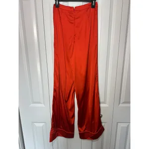 House of CB Ayain Wide Leg Pants Womens S Dark Orange Satin High Rise‎ Trousers thumbnail 4