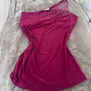 Berry pink vintage cache one shoulder gem top  thumbnail 1