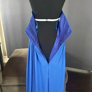 Women’s Blue Full Length Strapless Formal Dress Matching Shawl Size XL (14) NEW thumbnail 7