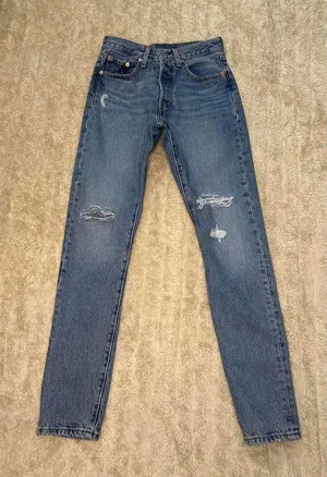 Levi's 501S Skinny classic distressed button-fly denim jeans Size 24x30 thumbnail 1