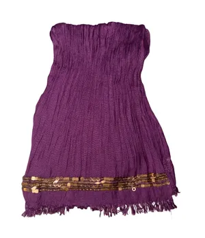World Market Purple Fringe Scarf with Gold Detailing thumbnail 1
