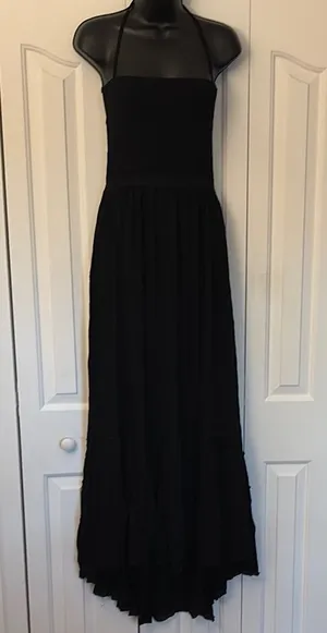 R. Yiposha Elegant Black Halter Maxi Dress Women Size Medium (8/10) thumbnail 1