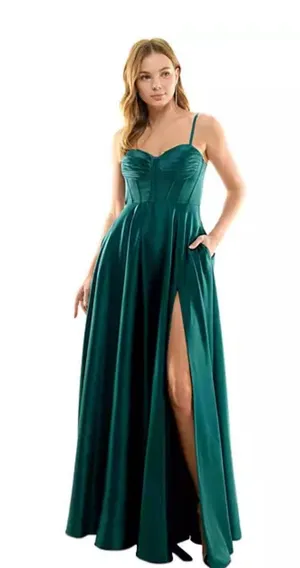 Macy's Dark Green Prom Dress thumbnail 4