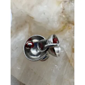 Vintage Sterling Silver Martini Glasses Charm with Red Olive Beads 925 Cocktail thumbnail 4