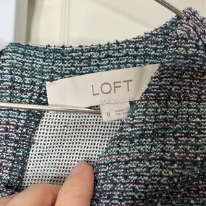 LOFT Blue Multi Tweed Sheath Dress Short Sleeve Pockets Size 0 thumbnail 6