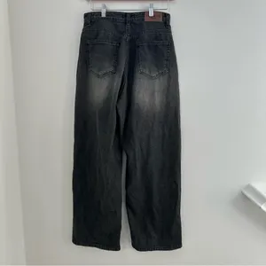 Lewkin Wide Leg Black Wash Jeans High Rise Korean Minimalist thumbnail 5