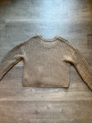 Aerie Wide Ribbed Tan Pullover Sweater Size XS Cotton Blend Measurements Length: approx. 22in from shoulder to hem Chest: approx. 22in from armpit to armpit lying flat 1188B60626e thumbnail 8
