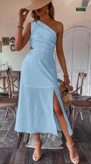 SheIn One Shoulder High Waisted Slit Dress thumbnail 3