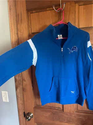 PINK Victoria's Secret Detroit lions NFL football quarter zip sweat shirt! thumbnail 4