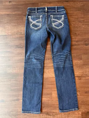 Ariat REAL Straight Leg Jeans Womens 32 XL Blue Dresden Real Mid Rise Straight thumbnail 5