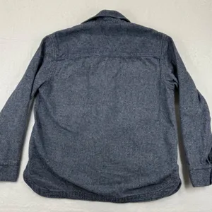 ZARA Men's L Blue‎ Herringbone CPO Button Front Shirt Jacket Shacket thumbnail 6