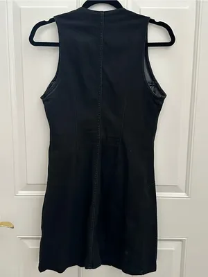 Free people wondering star Sleeveless Black Button-Front Denim Dress size 2 thumbnail 6