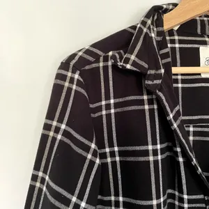 Jachs boyfriend black white checkered button down shirt pockets‎ women's M thumbnail 2
