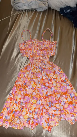 Sky to Moon Colorful Floral Romper w/ Cut-out thumbnail 2
