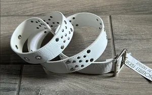 White flat studded Belt thumbnail 1