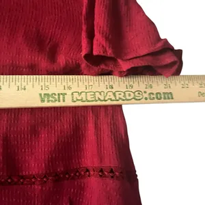 Shilla Chic Burgundy Ruffle Sleeve‎ Blouse Women's Sz S Boho Casual Lace Cut Out thumbnail 7