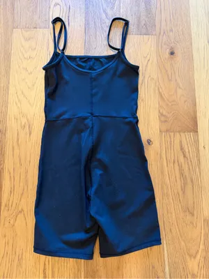 Black one piece workout outfit thumbnail 2