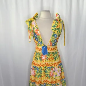 NWT!! CHELSEA & VIOLET Cecily Maxi Dress Yellow Floral Vacation Tiered X-Small thumbnail 8