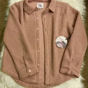 NWT Pink Petals Los Angeles light Pink sherpa coat jacket thumbnail 1