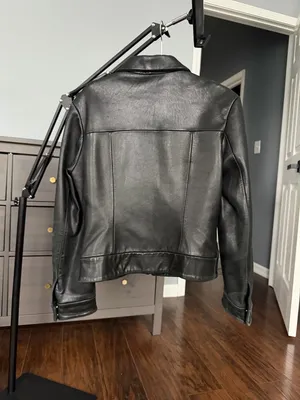 Vintage Black Leather Zip-Front Jacket thumbnail 7