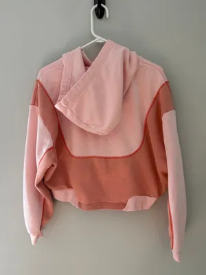 Nike Pink Colorblock Cropped Hoodie Women’s L thumbnail 6