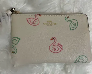 Coach Corner Zip Wristlet Swan Print thumbnail 2