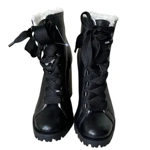 Schutz Zhara Winter Bootie Womens 8.5 B Black Lace Up Chunky Combat Boots Grunge thumbnail 3