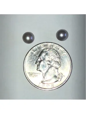 Genuine Pearl Silver Gray Dainty Stud Earrings thumbnail 4