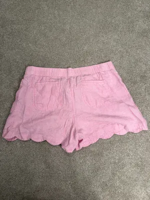 Lilly Pulitzer Pink Scallop Hem Pull-On Shorts Womens Size XL Preppy Slub Pink thumbnail 3