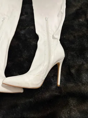 Liliana White faux leather over the knee boots with zipper detail 7.5 thumbnail 3