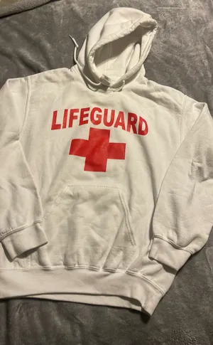 Gildan White Lifeguard Sweatshirt Hooded Size Small thumbnail 1