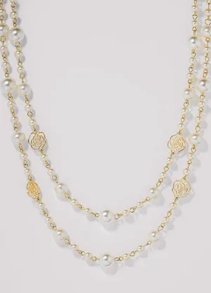 Elegant Gold and Pearl Long Necklace thumbnail 9