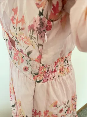 Taylor Puff Sleeve Floral Maxi Dress with Twist Detail in Candy Floss Pink US 10 thumbnail 7
