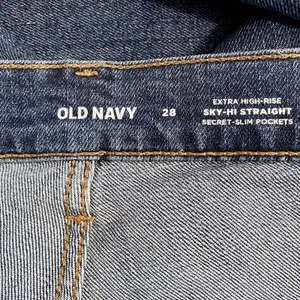 Old Navy Extra High Rise Sky Hi Straight Jeans Button‎ Fly Denim Plus Size 28 thumbnail 6