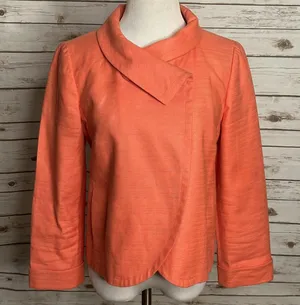 J.Crew coral linen-cotton textured structured collar cropped jacket Size 10 thumbnail 1