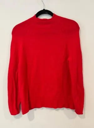 J. Crew Red Crew Neck Wool Blend Pullover Sweater Bright Red Size Medium thumbnail 1