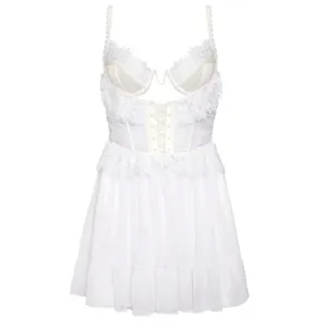 For Love & Lemons Farmhouse Slip Dress Size Large-White thumbnail 2