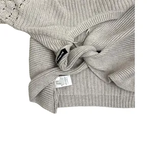 Express Off Shoulder Tan Twist Back Loose Fit Sweater Size Women's Small thumbnail 3