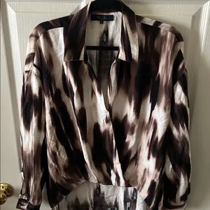 Rachel Roy‎ Womens Long Sleeve Abstract Tie Dye V-Neck Billowy Chic Top Size XL thumbnail 9