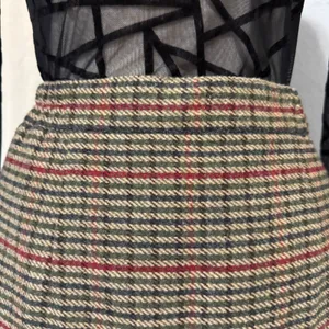 Vintage Luxury Lana Lee‎ Plaid Wool Blend Midi Skirt Sz XS Fringed Hem High Rise thumbnail 9