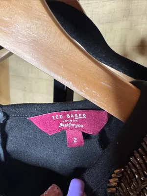 Ted Baker Black Embellished Shoulder Bodycon Mini Dress Size 2 thumbnail 3